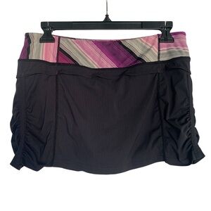 Lululemon Womens 6 Reg Wet Dry Warm Mini Skort Ruching Black Purple Multicolor